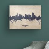 Ebern Designs Cincinnati Ohio Skyline Concrete by Michael Tompsett - Wrapped Canvas Graphic Art Canvas in Blue/Indigo/White | Wayfair