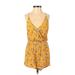 Kendall & Kylie Romper Plunge Sleeveless: Yellow Floral Rompers - Women's Size X-Small