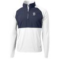 Men's Cutter & Buck White/Navy Detroit Tigers Adapt Eco Knit Hybrid Recycled Quarter-Zip Pullover Jacket