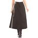 Plus Size Women's Complete Cotton A-Line Kate Skirt by Roaman's in Chocolate (Size 44 W) 100% Cotton Long Length