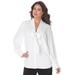 Plus Size Women's Long Sleeve Bow Blouse by Roaman's in White (Size 36 W)