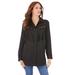 Plus Size Women's Fringe Big Shirt by Roaman's in Black (Size 44 W)