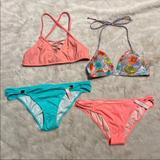 Victoria's Secret Swim | (S/M) Vs Venus Swim Bikini Bundle Small Medium Orange Turquoise Cheeky Lace-Up | Color: Blue/Orange | Size: S