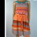 Jessica Simpson Dresses | Jessica Simpson Orange Teal Brown Striped Dress 4 | Color: Orange/Tan | Size: 4