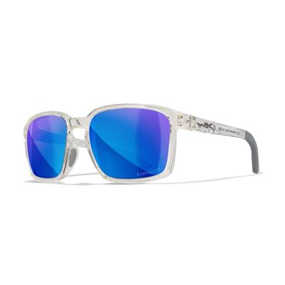 Wiley X WX Alfa Sunglasses Gloss Clear Crystal Frame Captivate Polarized Blue Mirror Lens AC6ALF09