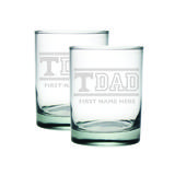 Tennessee Volunteers Two-Pack 14oz. Personalized Dad Etched Rocks Glass