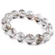 Bracelet de perles rondes en cristal de quartz rutilé pour hommes et femmes argent naturel clair