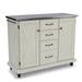 Seaside Lodge Off-White Kitchen Cart with Stainless Steel Top - 45' x 16' x 36'