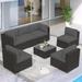 7-Piece Outdoor Patio Furniture Wicker Sectional Set