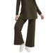 Plus Size Women's Ribbed Wide Leg Knit Pants by ellos in Deep Olive (Size 14/16)