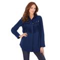 Plus Size Women's Fringe Big Shirt by Roaman's in Evening Blue (Size 44 W)