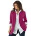 Plus Size Women's Boyfriend Blazer by Roaman's in Berry Twist (Size 44 W) Professional Jacket
