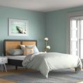 Beachcrest Home™ McCook Platform Frame Bed In Black Acacia w/ Rattan Headboard Wood in Black/Brown | 43 H x 63 W x 83 D in | Wayfair