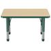 Factory Direct Partners Rectangle T-Mold Adjustable Height Activity Table w/ Standard Swivel Glide Legs Laminate/Metal in Green | 30 H in | Wayfair