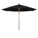 Arlmont & Co. 11 Ft. Woodgrain Market Patio Umbrella Commercial Fiberglass Ribs In Sunbrella Metal in Black | 107 H x 132 W x 132 D in | Wayfair