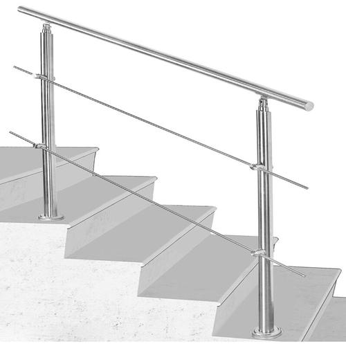 Treppengeländer Edelstahl Geländer 150 cm 2 Querstreben ø 42mm für Innen und Außen Garten