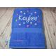 Personalised Kids Bath Towel, Blue Hearts and Stars Bath Towel, Children's Stars and Hearts Swim Towel, Embroidered, (Choice of colours)