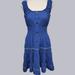 Anthropologie Dresses | Anthropologie Lapis Blue Linen Tiered Peasant Dress Size Mp | Color: Blue | Size: Mp