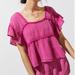 Anthropologie Tops | Daily Practice By Anthropologie Gauzy Ruffled Top - Size M | Color: Pink | Size: M