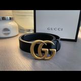 Gucci Accessories | Gucci Women’s Leather Belt With Double G Buckle | Color: Black | Size: Buckle: 2.4"W X 2"H