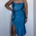 Zara Dresses | Blue Zara Slip Dress With Split | Color: Blue | Size: L