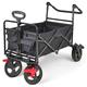 SA Products Folding Trolley Cart - Large Collapsible Garden Cart for Equipment, Gardening Tools, Supplies, Plants - 360° Wheels, Adjustable Pull Handle - 80kg Max Weight Capacity, 125x50x80cm, Black