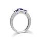 Handmade Ladies Hallmarked Sterling 925 Solid Silver 3 Stone Tanzanite and White Sapphire Eternity Ring (R)