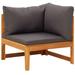 vidaXL Outdoor Sectional Sofa Patio Sun Lounger with Cushions Solid Acacia Wood - 26" x 26" x 23.6"