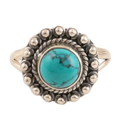 Turquoise Day,'Handmade Sterling Silver Cocktail Ring'