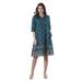 Chanderi Garden,'Hand Block-Printed Shirtdress'