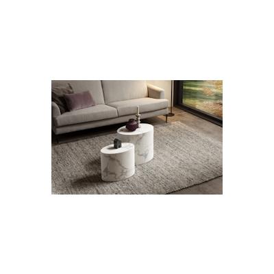 SalesFever Couchtisch 2er Set | oval | Melaminfolie in Marmoroptik