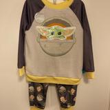 Disney Pajamas | Disney Baby Yoda Fleece Reversible Sequin Pajamas | Color: Gray/Green | Size: 4b