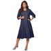 Plus Size Women's Fit-And-Flare Jacket Dress by Roaman's in Navy (Size 14 W)