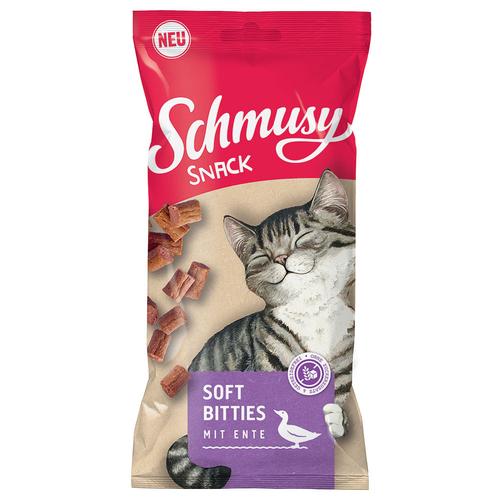 12x60g Schmusy Snack Soft Bitties mit Ente Katzensnacks