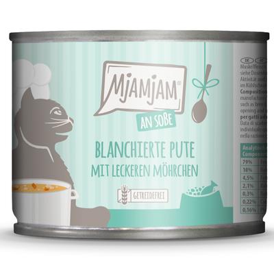 Sparpaket 24x185g MjAMjAM an Soße blanchierte Pute mit leckeren Möhrchen Katzenfutter nass