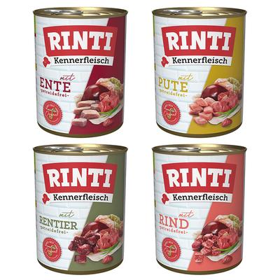 12 x 800 g Sparpaket RINTI Kennerfleisch Mix 2 Nassfutter Hund