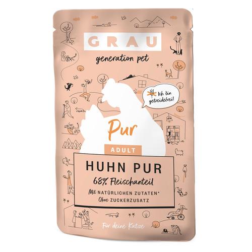 Sparpaket: 32x125g GRAU Adult Getreidefrei Huhn Pur Katzenfutter nass