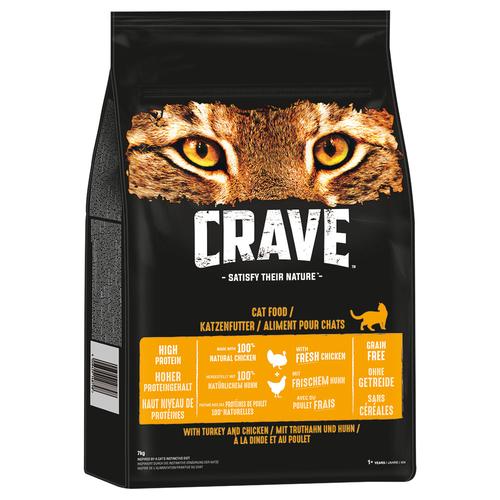 2x 7kg Crave Katzenfutter Trocken Adult mit Truthahn & Huhn Katzenfutter Trocken