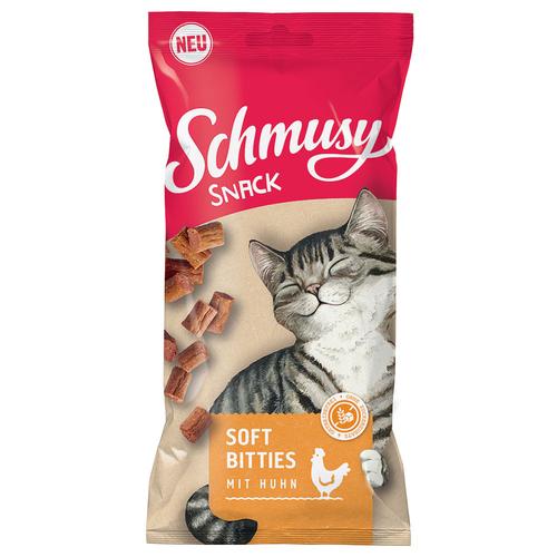 16x60g Schmusy Snack Soft Bitties mit Huhn Katzensnacks