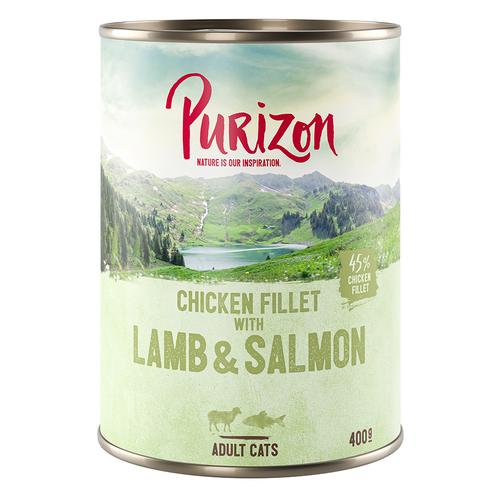 6x 400g Purizon Adult Hühnerfilet mit Lachs & Lamm Katzenfutter nass