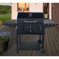 GrillFest 25" Barrel Charcoal Grill w/ Smoker Porcelain-Coated Grates/Cast Iron/Steel in Black/Gray | 48.6102 H x 52.5197 W x 26.378 D in | Wayfair