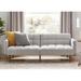 Latitude Run® Aaron Twin 77.56" Wide Split Back Convertible Sofa Wood/Solid Wood/Genuine Leather in Gray/Brown | 33 H x 77.56 W x 28.3 D in | Wayfair