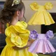 Robe de Princesse Vintage à Fleurs pour Fille Jacquard à Manches Pétales Robes de Demoiselle