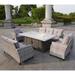 Patio Wicker Sectional Sofa Set with Aluminum Firepit Table