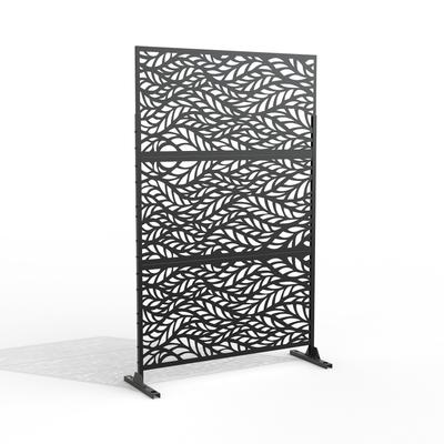 Black Metal Free Standing Outdoor Privacy Screen for Patio Garden