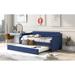 Twin Size Upholstered Daybed with Trundle, Wood Slat Support, Upholstered Frame Sofa Bed