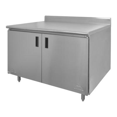 Advance Tabco HK-SS-245M 24" x 60" 14 Gauge Enclosed Base Stainless Steel Work Table with Fixed Midshelf and 5" Backsplash