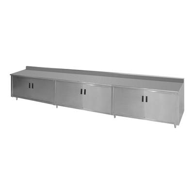 Advance Tabco HK-SS-3612M 36" x 144" 14 Gauge Enclosed Base Stainless Steel Work Table with Fixed Midshelf and 5" Backsplash