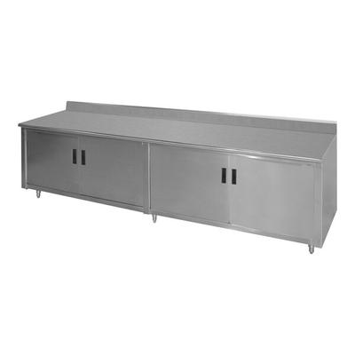 Advance Tabco HK-SS-367M 36" x 84" 14 Gauge Enclosed Base Stainless Steel Work Table with Fixed Midshelf and 5" Backsplash