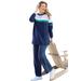 Plus Size Women's Color Block Long Sleeve Sweatshirt by Woman Within in Navy Waterfall White (Size 5X)